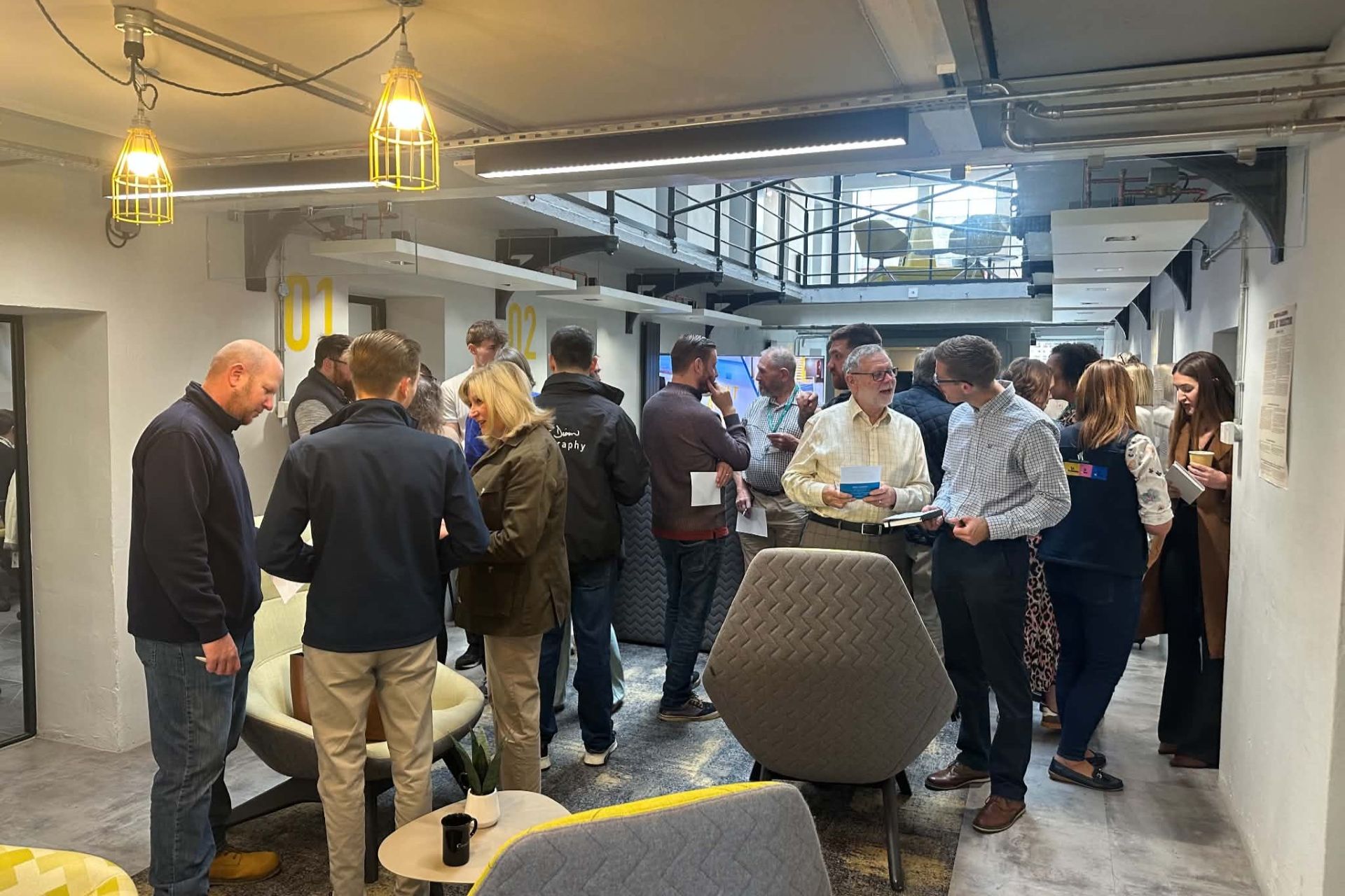 A group networking event at the Treadmills Business Centre